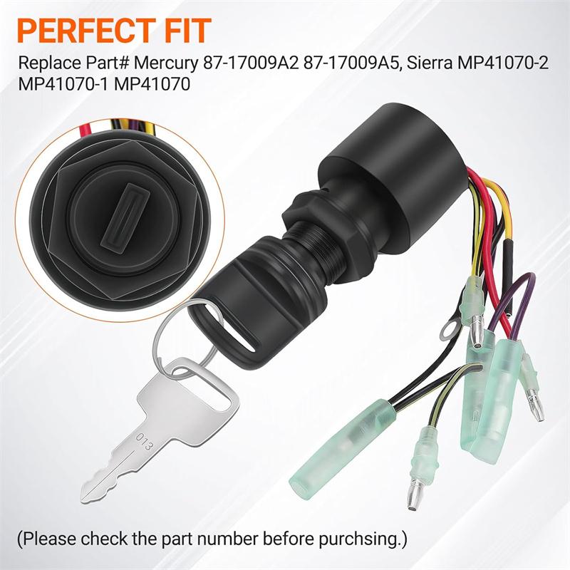 Boat Ignition Key Switch Fittings For Mercury Outboard Motors 3 Pos 87-17009A5 Engine Ignition Key Switch Replacement Boat Parts