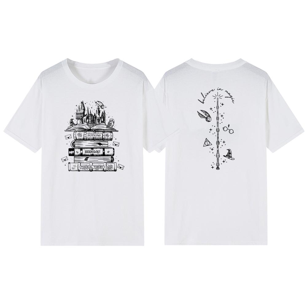 

Футболка Wizard Castle Book Wizard School Tee Cute HP Shirt Fun Magic Castle T-Shirt Short Sleeve Magic Book Графічні футболки XXXL білий