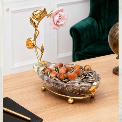Leaf Tray Serveware Serving Sturdy Dessert Ornament Gold Clear Fruit Plate Cake Stand for Hotel