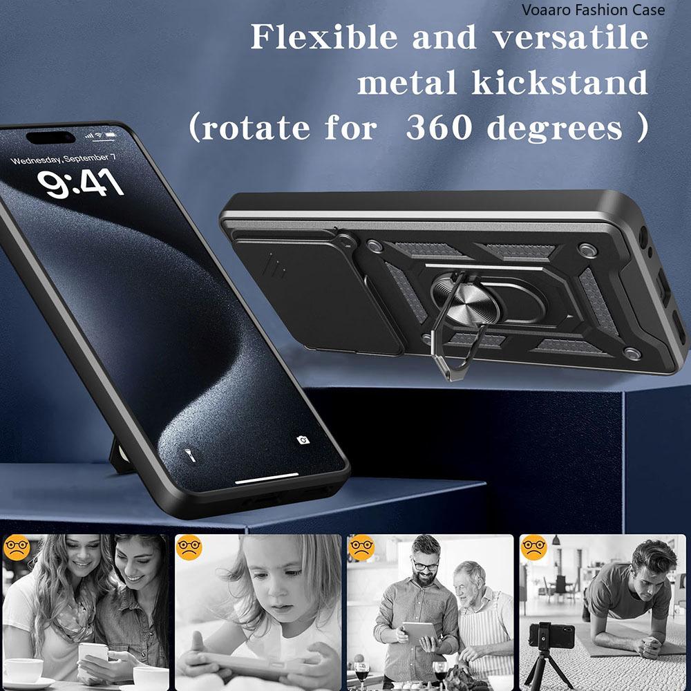 Slide Lens Armor Funda for Realme C61 4G India Case Magnetic Ring Stand Holder Cover for Realme Note 60 Narzo N61 4G Global Case