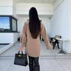 Women's European and American Solid Color Woolen Overcoat with Suit Collar