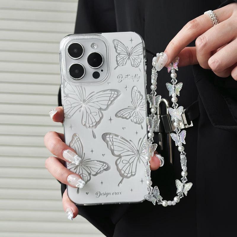 Zhitai Transparent Feather Yarn iPhone 12/13/14/15 Case - Large Hole Design