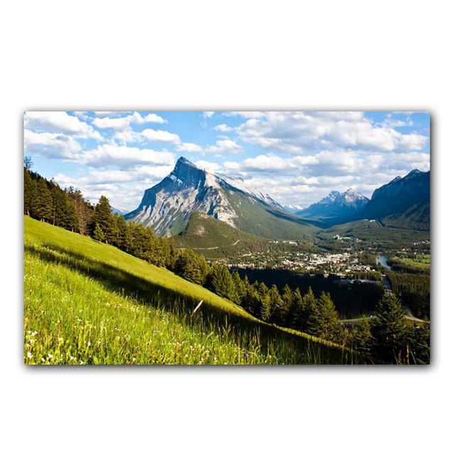Pittura su Tela Montagna Verde Paesaggio Scenari Naturali Foresta Raggi di Sole Poster Stampa Arte da Parete Immagine Soggiorno Decorazione Casa