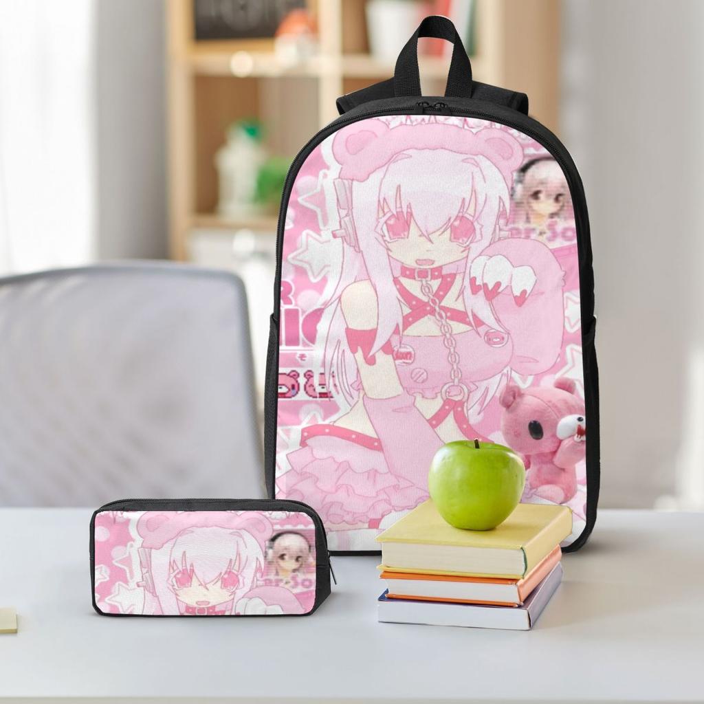 3Pcs Super Sonicos Backpack Set for Children Pen Bags Bookbag Sets with Lunch Box For School Students Daypack