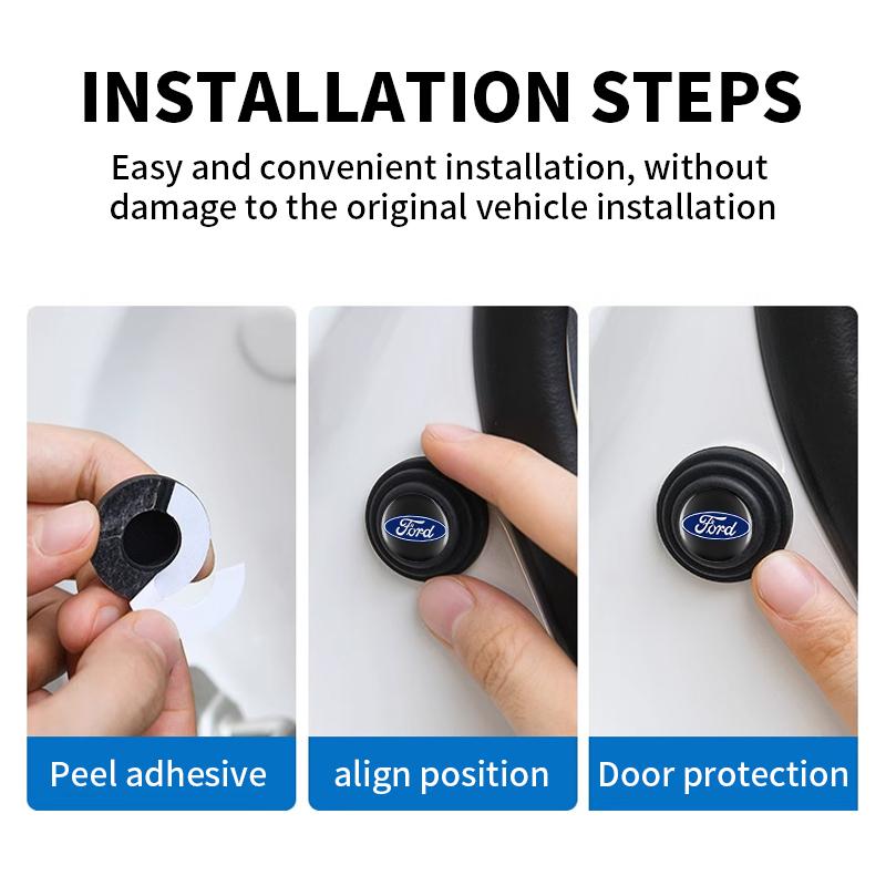 BBBQ8 Car Door Anticollision Silicone Pads Sound Insulation Buffer Gasket For Ford Mondeo Focus Fiesta Kuga Ranger SMAX Door Guard Kit