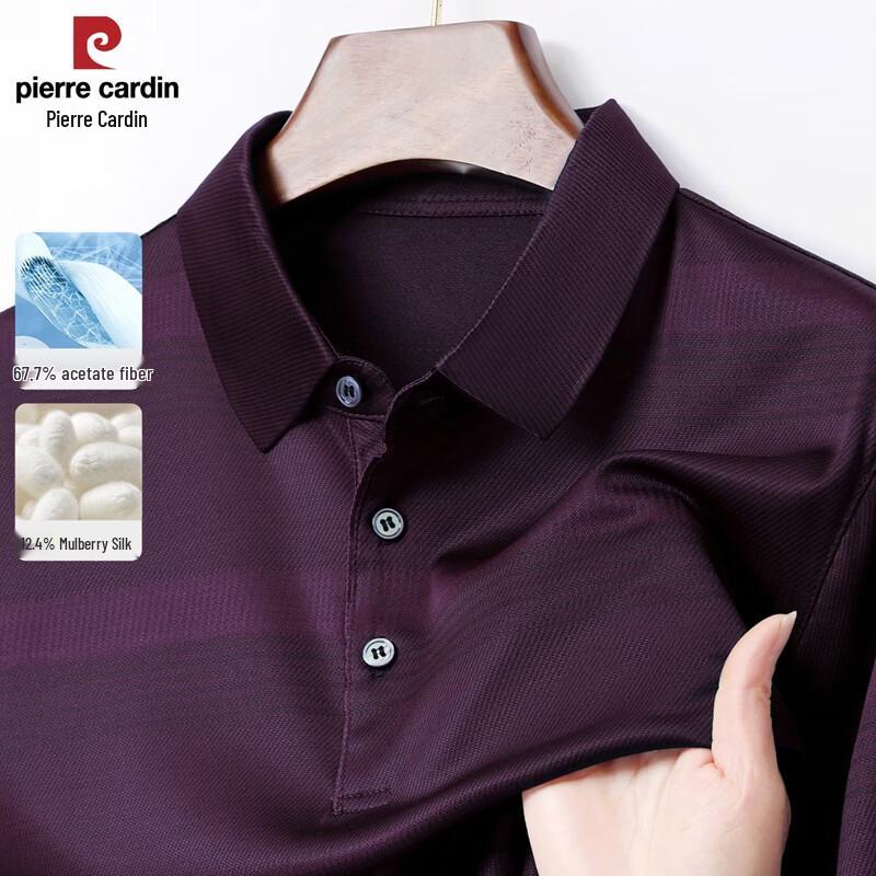 Pierre Cardin Men s Striped Cooling Wrinkle-Resistant Silk Blend Polo Shirt S
