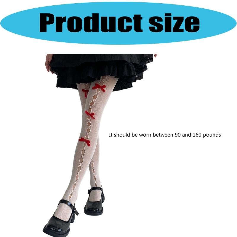 Women's Fishnet Stockings with Bowtie Girls Fish Net Tights with Designs High Waist Pantyhose Thigh High Stockings