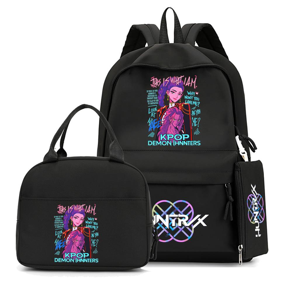 4-teiliges/Set Cartoon Anime K-Pop bedruckter Rucksack mit Federmäppchen Handtasche für Teenager Schüler Junge Mädchen Schultasche Schultasche Große Kapazität Reisetasche