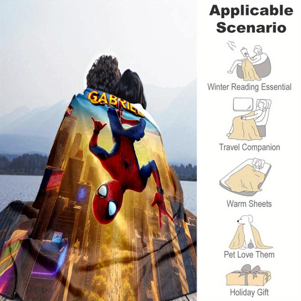 1pc Spider-Man Printing Blanket - Soft, All-Season Throw for Living Room, Bedroom,Personalized Gift with Adorable Cartoon Design