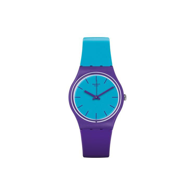 Swatch Men's Blue Cant Stop Series Quartz Movet 30M Water Resistant Watch 39.2Mm Dial Plastic Case Silicone Strap Watches Gv128
