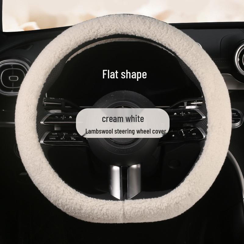 Luksusowy Zimowy Pokrowiec na Kierownicę z Wełny Jagnięcej, Średnica 38 cm, Unisex