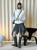 Xu Man Korean Retro Plaid Irregular Hem Tall Slimming Skirt for Women