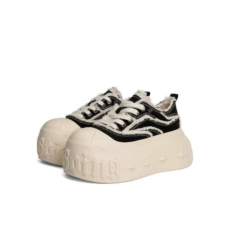 

1807 осень новые парусиновые туфли на очень толстой подошве с кожаным верхом, повседневные, увеличивающие рост, модные женские туфли на легкой подошве 40