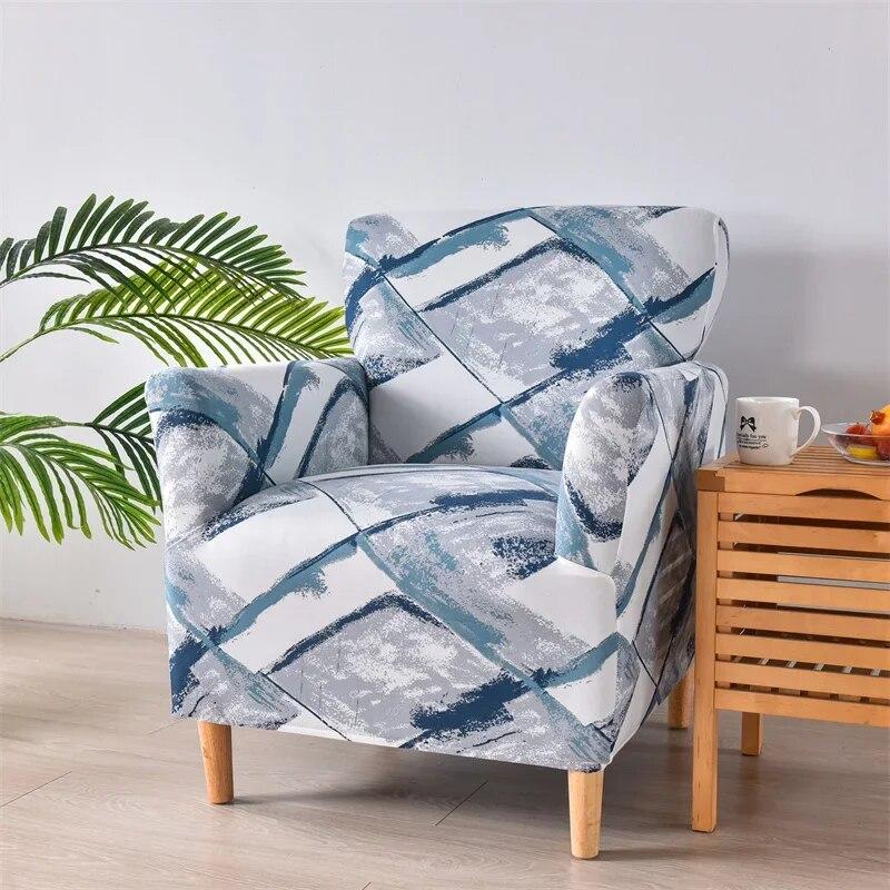Floral Elastic Tub Chair Cover Stretch Club Armchair Covers Single Slipcovers Adjustable Couch Covers for Study Bar Counter Home