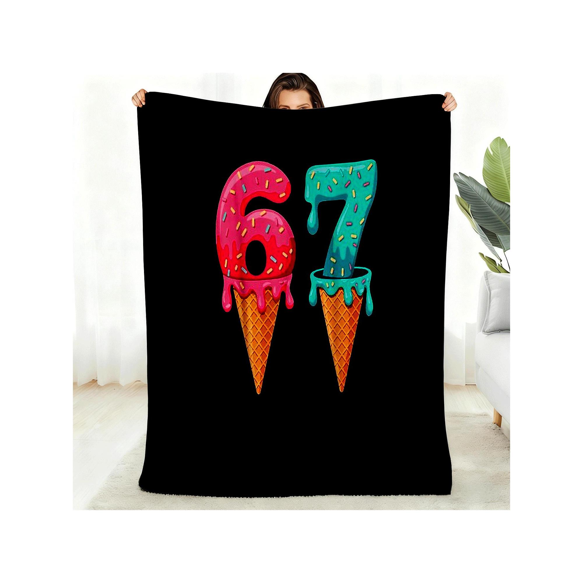 

Baseball with ice cream pattern 67 Flannel printed blanket suitable for all seasons suitable for living room office sofa travel 75x100cm (30x40inch)