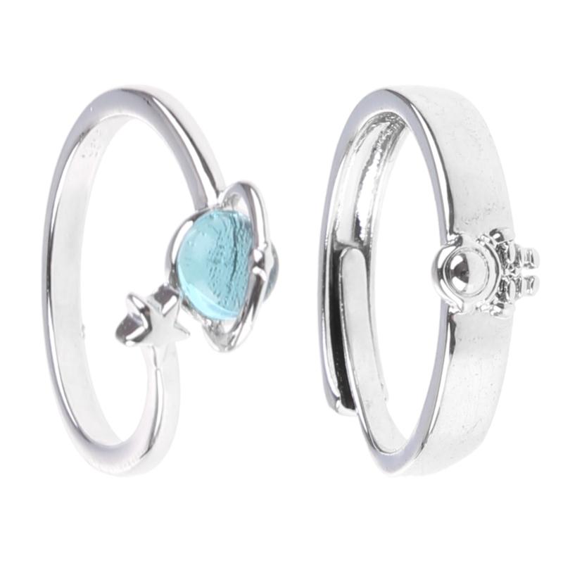 2PCS Spaceship Ring Universe Astronaut Ring Adjustable Love Wedding Engagement Funny Gifts for Boyfriends Girlfriends 1