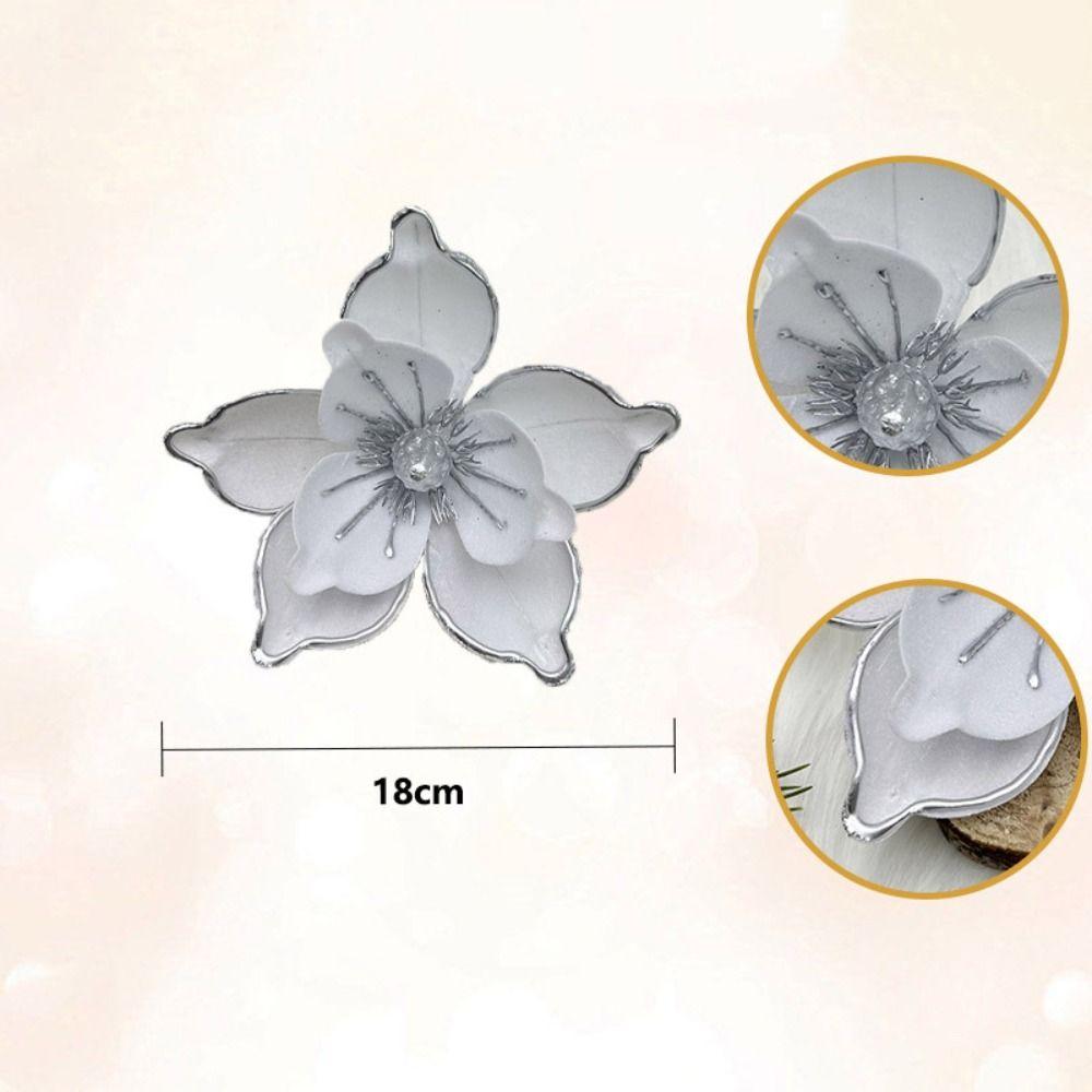Flannel Fabric Christmas Artificial Flowers Plastic 18cm Glitter Fake Flower DIY Glitter Glitter Poinsettia