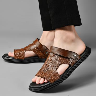Fashion 2024 Summer Hot Selling Crocodile Patterned Casual Shoes High-end Flat Slippers for Men’s Anti Slip Men's Beach Camping Shoes
