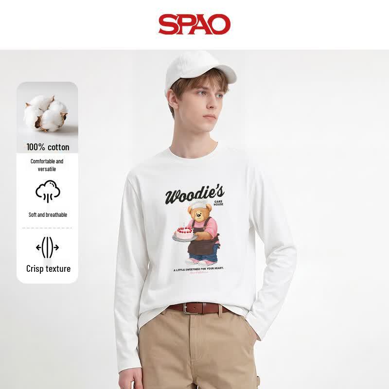 SPAO Men s Cotton Bear Print Long Sleeve T-Shirt 2XL