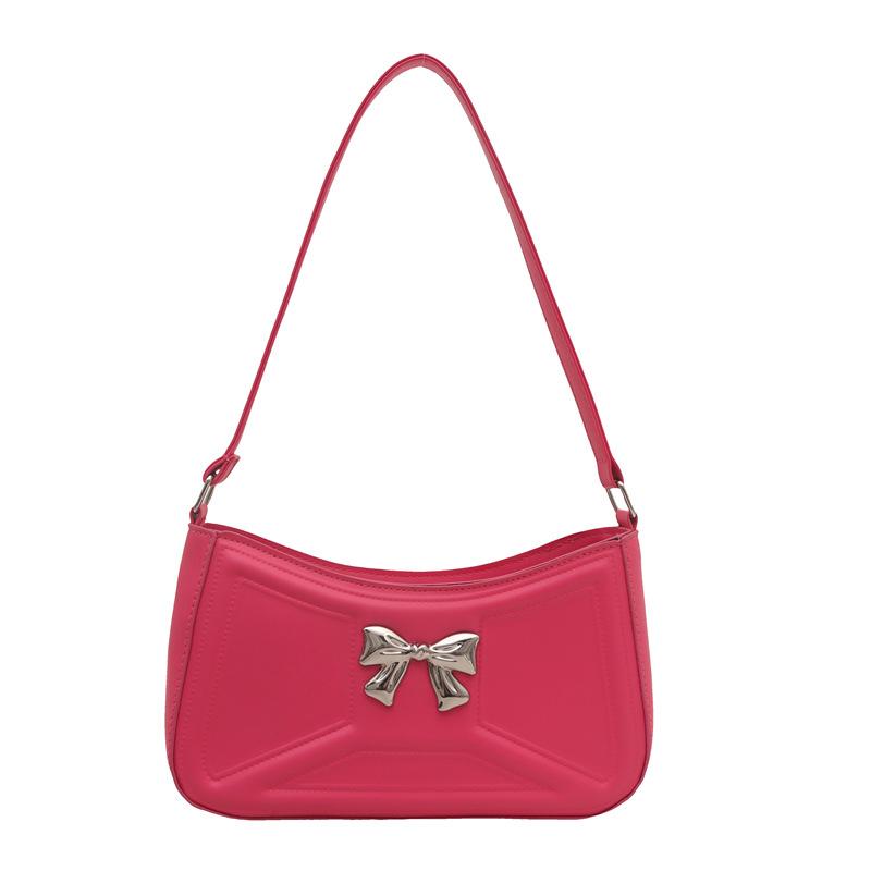 22 Spring New Textured Bow Tide Indentation Fresh Stylish Simple Underarm Shoulder Bag
