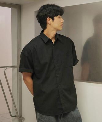 STENDS [M~4Xl] All Day Linen Oversized Short Sleeve Shirt_Black