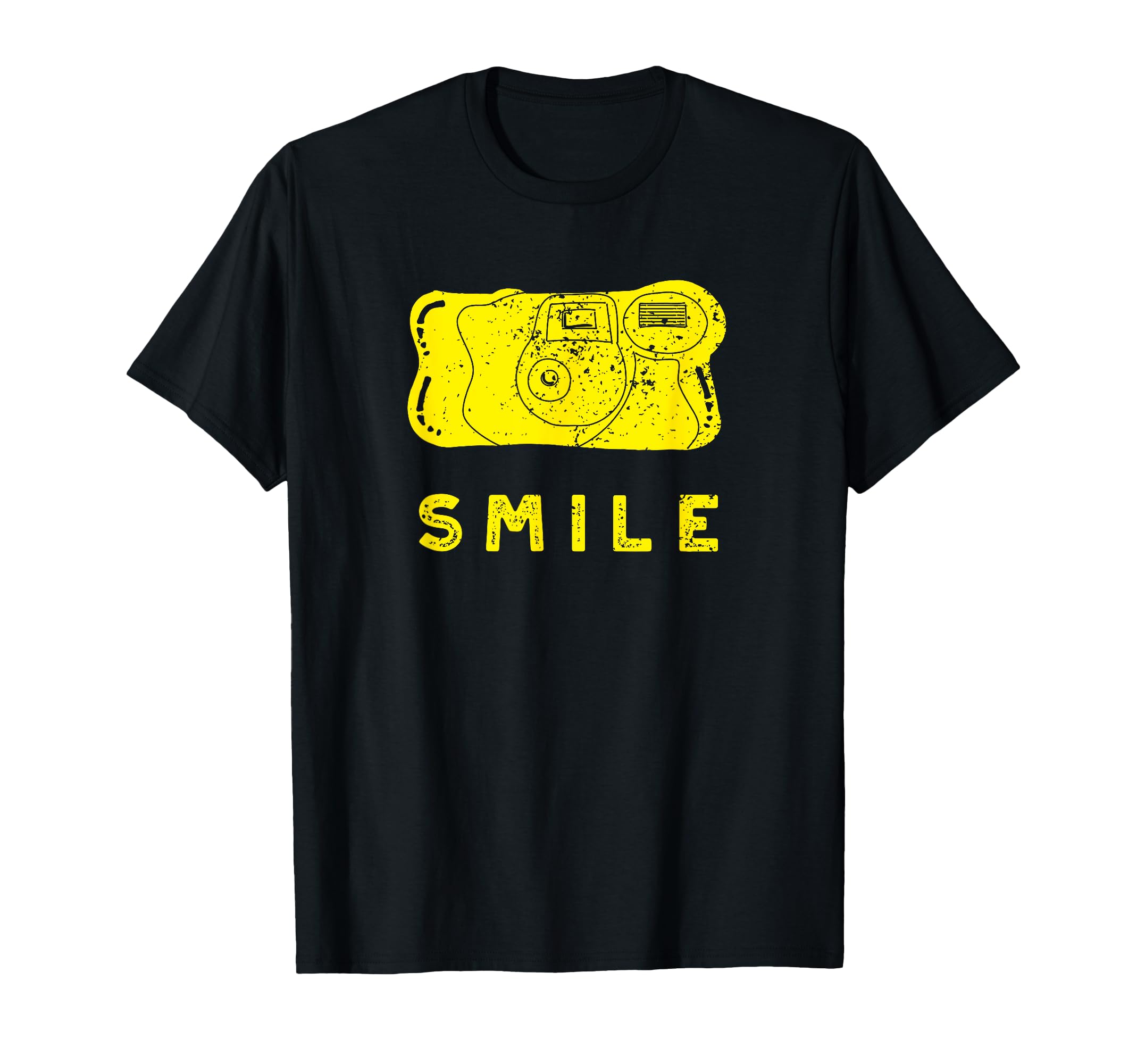 

Smile Golden Yellow Disposable Camera Graphic T-Shirt
