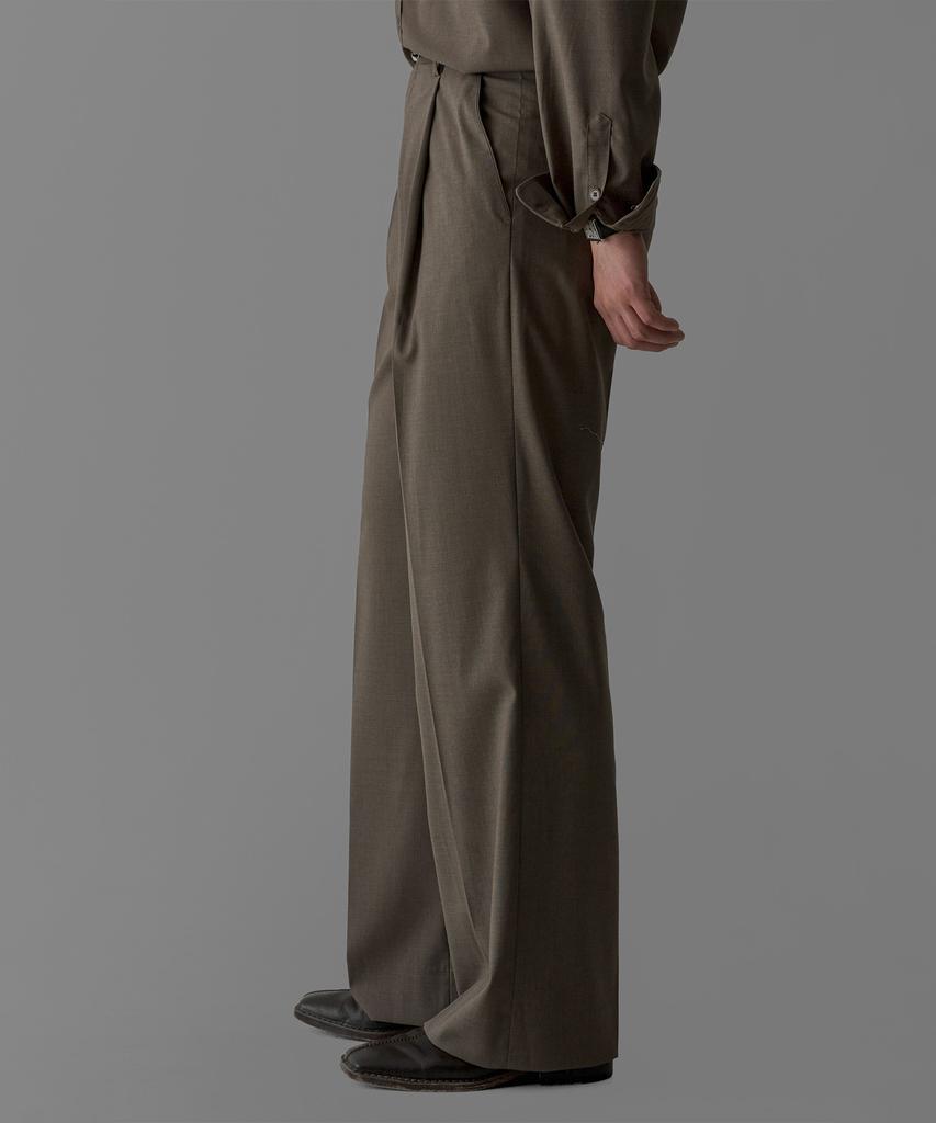 Baulopeulodeogteu Compact Single-Pleat Tr Slacks [Beige]