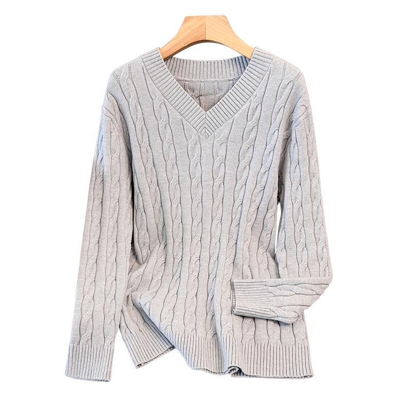 Damen Große Größen Lockerer V-Ausschnitt Strickpullover, Brustumfang 150/160 cm, 200-350 Jin, Stil 8069