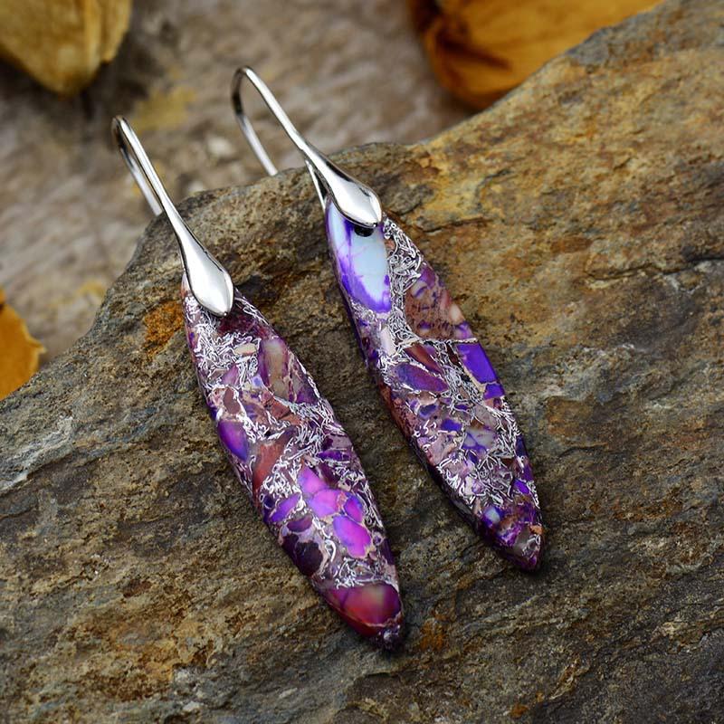 Simple and High-quality Leaf Emperor Stone Pendant Earrings and Earrings, Popular Natural Stone Jewelry In Europe and America
