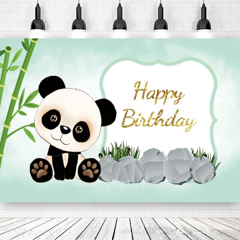 Panda Narozeninová Party Bambusový Kreslený Plakát vlastní Dětský Novorozený Portrét Fotografie Pozadí Fotografie Foto Booth Foto Studio