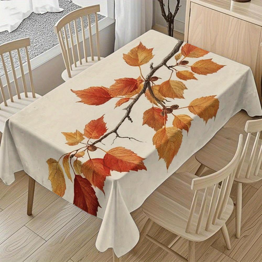 Elegant Autumn Rectangle Table Cloth for Table Decor Holiday Party Waterproof Reusable Tablecloth for Tables Kitchen Dining