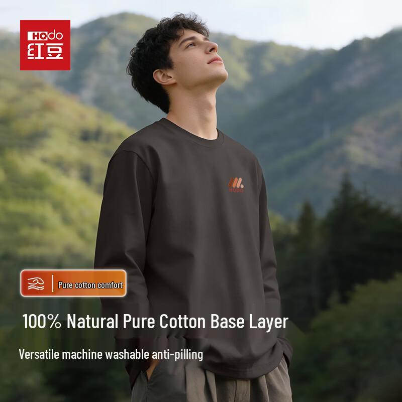 

Hodo Men s Pure Cotton Two-Needle Knit Long Sleeve T-Shirt 4XL
