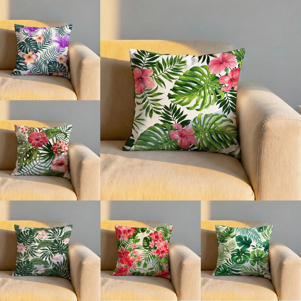 Tropical Leaves Series Cushion Cover Soft Reversible Durable Pillow Cover MultiScene Use for Home Car Daily Comfort