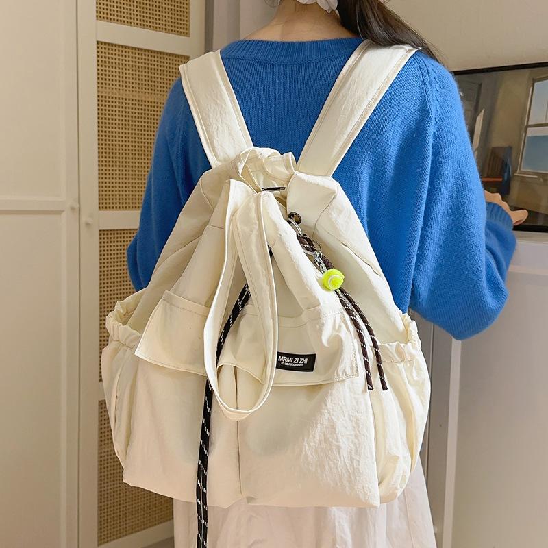 Schoolbag multi-purpose drawstring backpack female large-capacity simple college student class commute shoulder crossbody schoolbag travel backpack