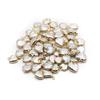 1Pc Mini White Artificial Pearl Baroque Heart Pendant, Elegant Golden Wrapped Edge Charms for DIY Women Necklace Keychain Hanging Decor Accessories