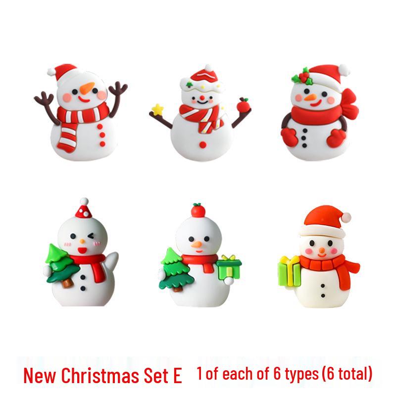 Popular Soft Glue Christmas Cake Ornaments: Santa Claus & Snowman Inserts for Holiday Party Desserts