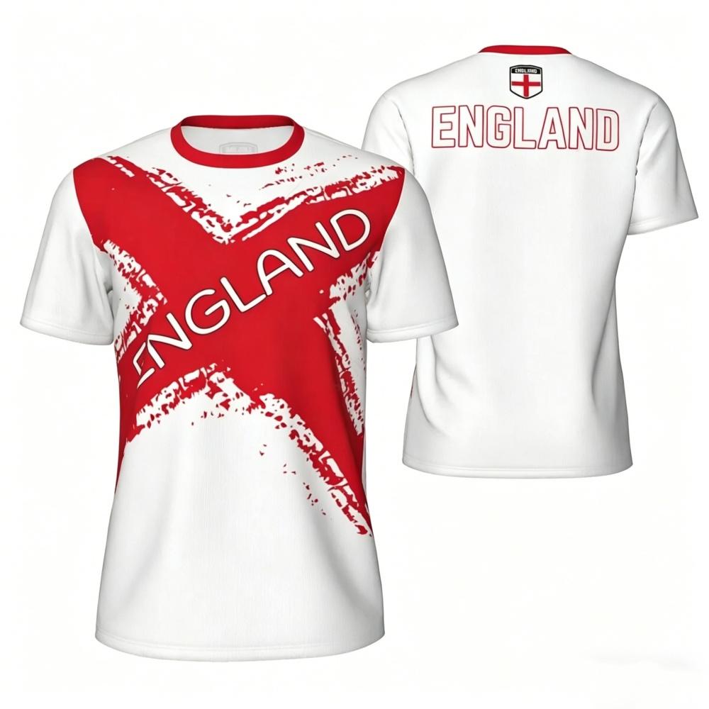 T-shirt Imprimé en 3D Drapeau de l'Angleterre, T-shirt Respirant à Séchage Rapide Unisexe, Hauts Décontractés de Sport pour la Course à Pied, le Fitness, Tenue de Rue Quotidienne en Plein Air