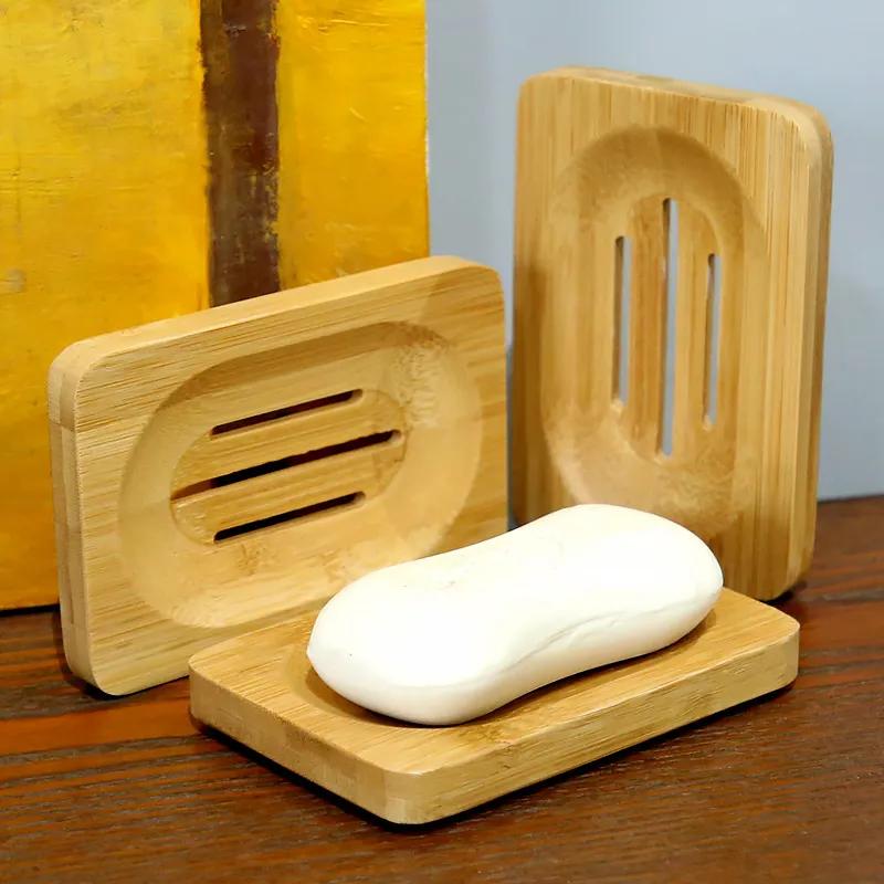 Natural Wood Bamboo Soap Dish Holder for Bathroom Kitchen Sink Sponges Organizer Accessories Storage YFA1994