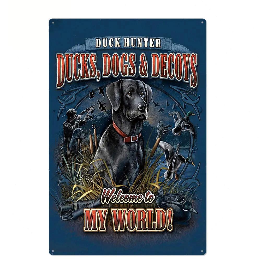 Vintage Hunting Plaque Metal Posters Signs Wall Decor for Man Cave Room Decorative Metal Plate Hunter