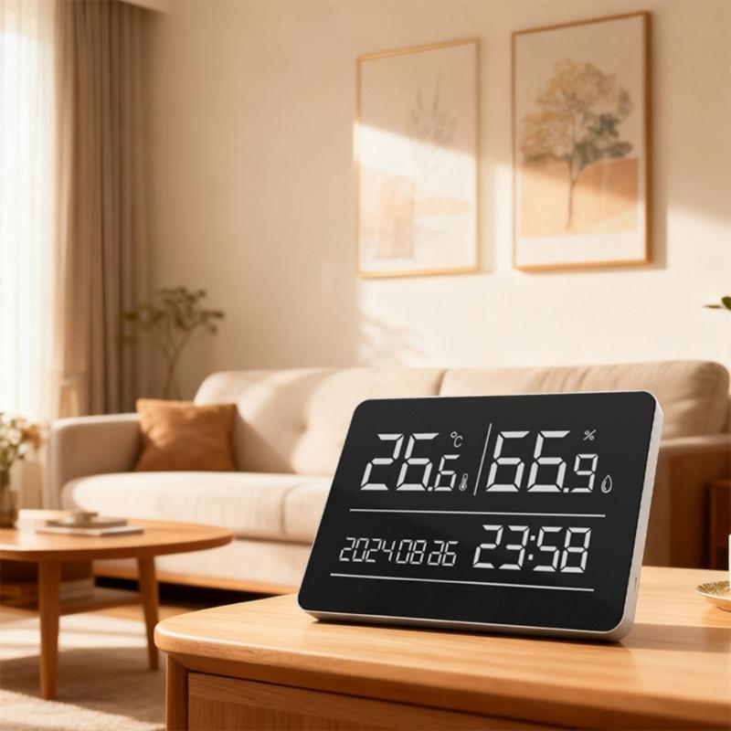 Electronic Clock Featuring Accurate Thermometers Hygrometer&Digital Calendar Suitable for Indoor Environment Monitoring