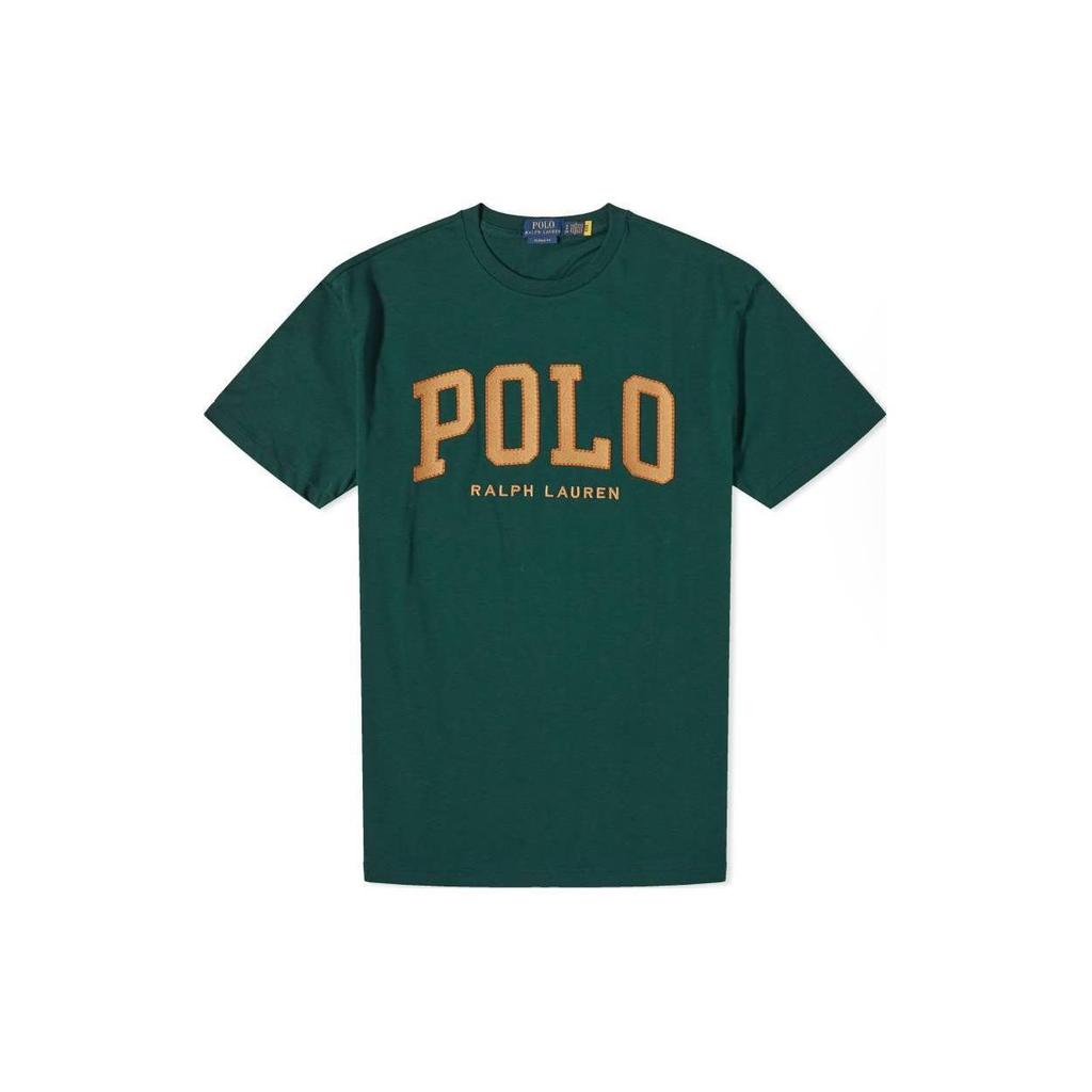 Tricou cu imprimeu logo literă Polo Ralph Lauren, gât rotund, mânecă scurtă, pentru bărbați, topuri, verde închis 710917892-004