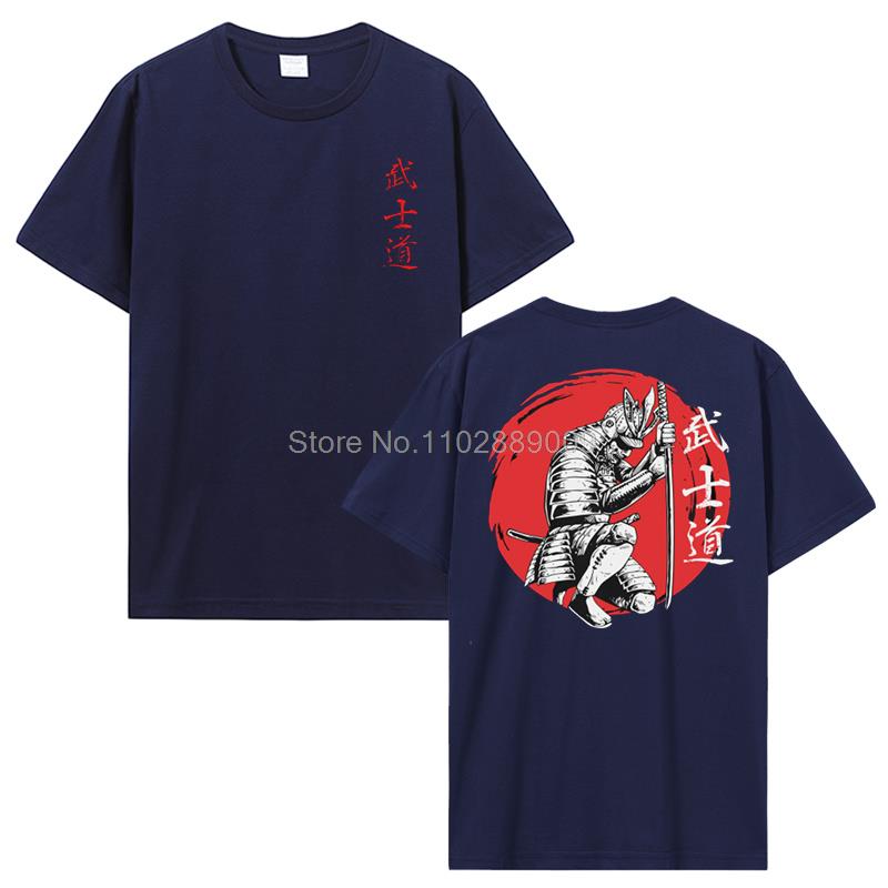 New Japan Samurai Spirit T Shirts Japanese Style Back Print Men Cotton Tshirt Anime T-shirt Bushido Male Gifts Tees Streetwear