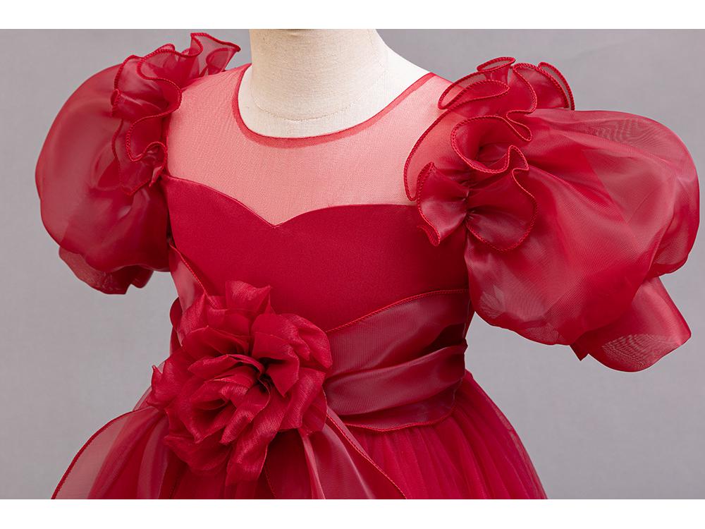 Girls' Princess Dress - European & American Floral Birthday Gown, High-End Host and Piano Performance Costume