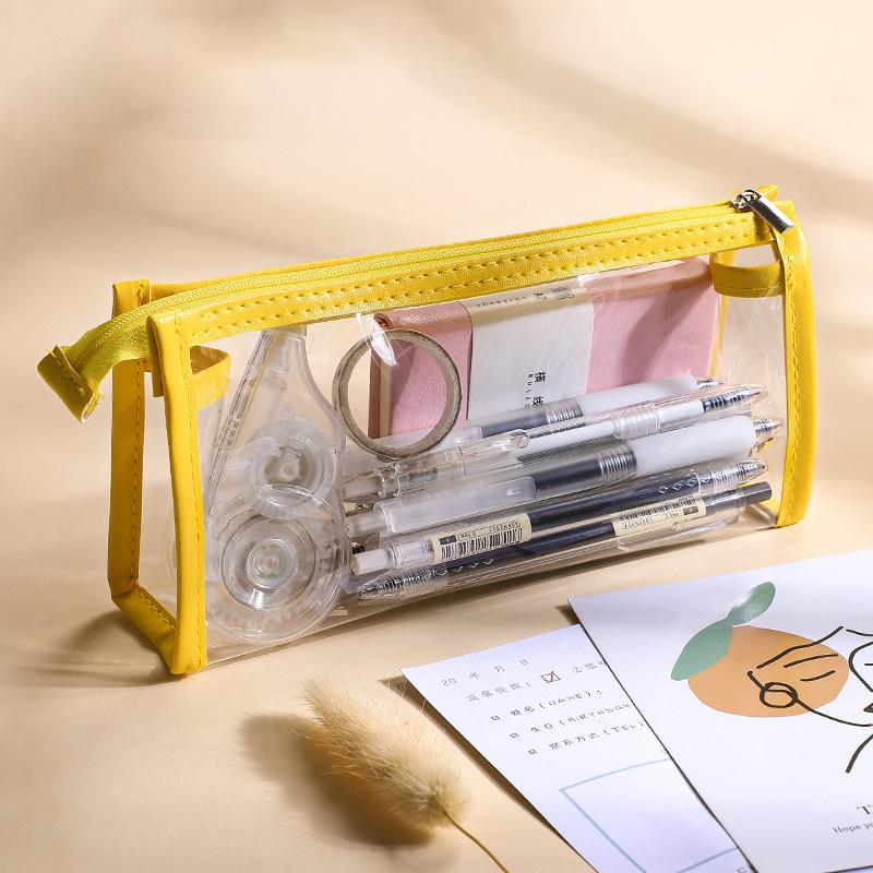 [TG835]Transparent Pencil Case Large Capacity Simple Pen Bag Kawaii Cosmetic Bag School Study Stationery Office Supplies