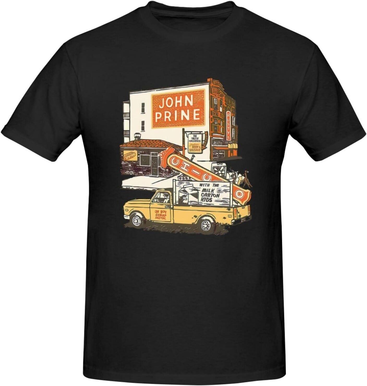 QFFGTNHJ Men s John Music Prine Summer Fashion Pattern T-Shirt XXXXXL чёрный