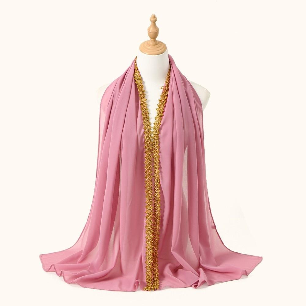 Golden Wave Modest Covering Scarf Chiffon Material Shawl Wrap New Eid al-Fitr Hijab  Arab Style