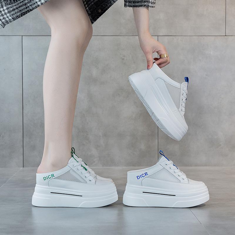 Slippers Women's Half Tray Fashion Outer Wear 2025 Spring and Summer New Casual Thick-soled Bag Head Lazy Sandals Inner Height-increasing Women's Sho