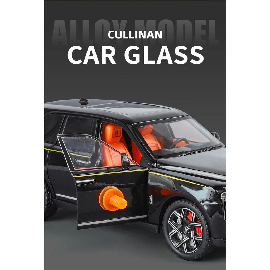 1/24 Rolls Royce Cullinan SUV Alloy Diecast Model Metal Vehicle Ornament Front Wheel Steering Pull Back Toy Trendy Gift for Boys