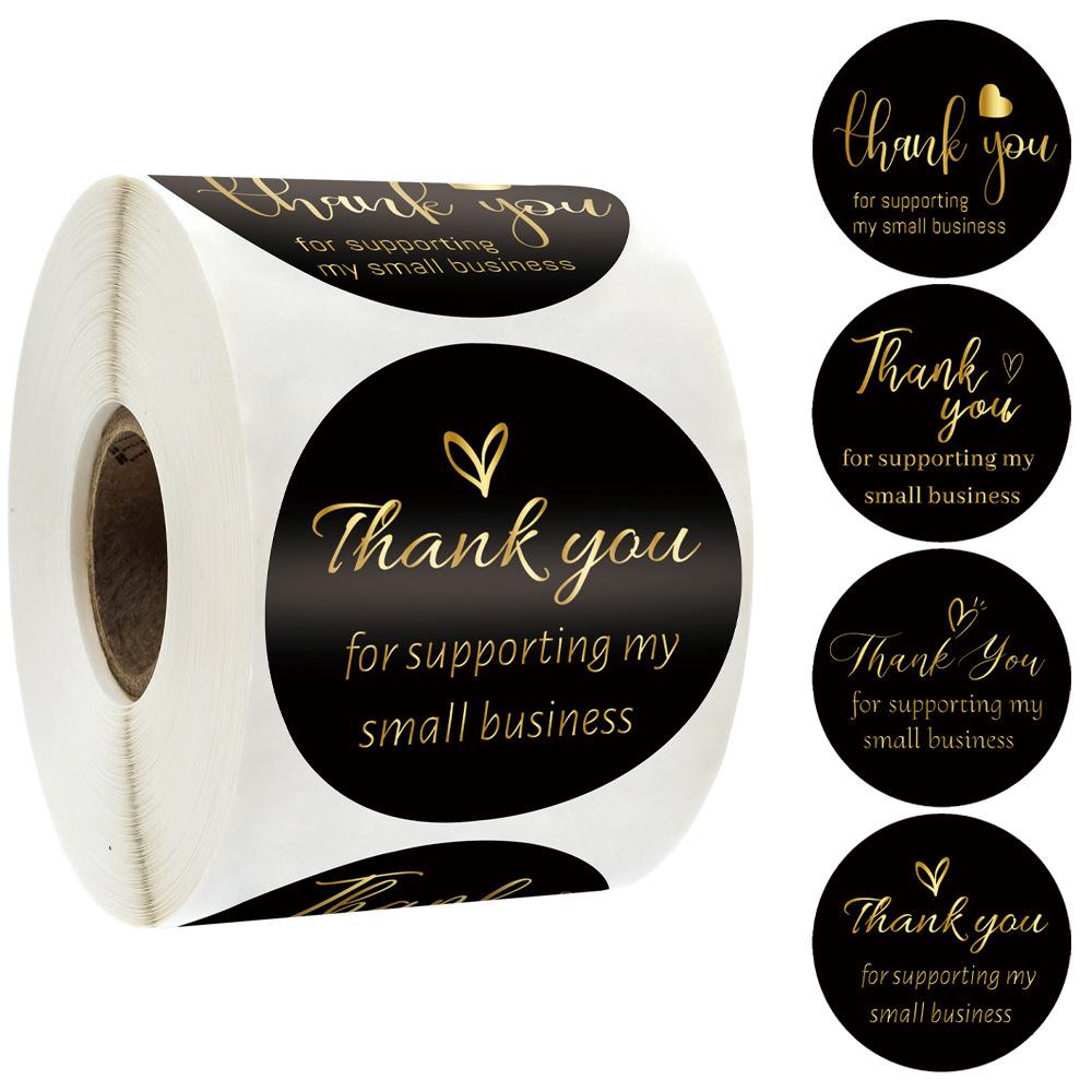 500Pcs/roll THANK YOU Stickers Four Color Business Card Set Customer Business Sealing Sticker Labels Birthday Wedding Gifts Card