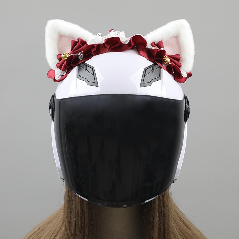 Helmet decoration handmade plush ears electric car motorcycle headgear headgear girl triangular cat ear headband